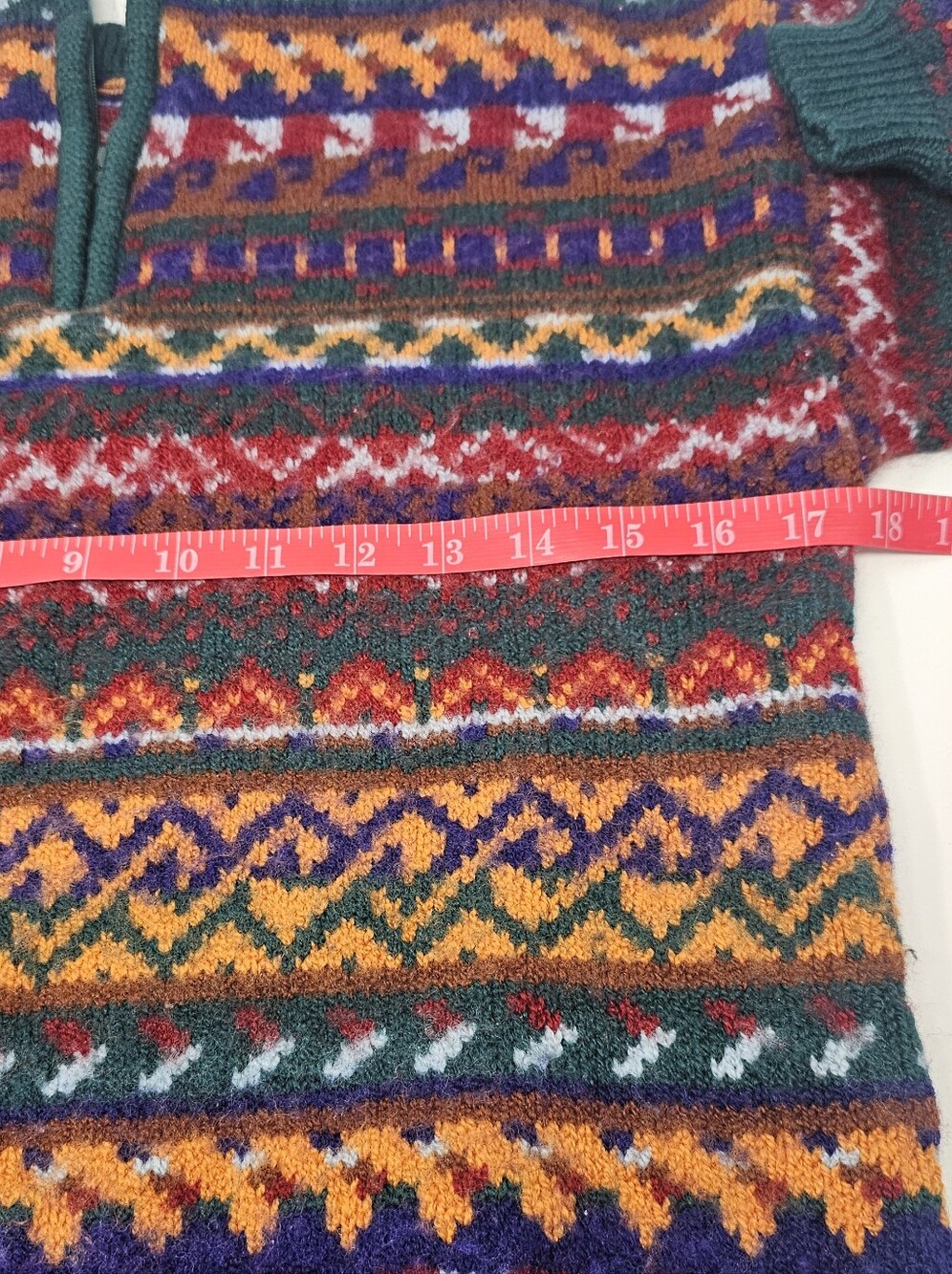 Vintage Benetton Womens XS- S Multi-Color Patterned Half-Zip Sweater - Picture 9 of 11